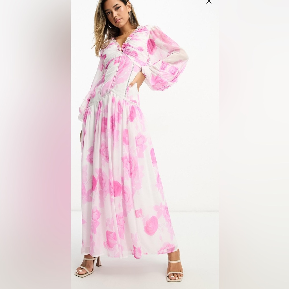 Pink Floral Maxi Dress - Picture 5 of 5